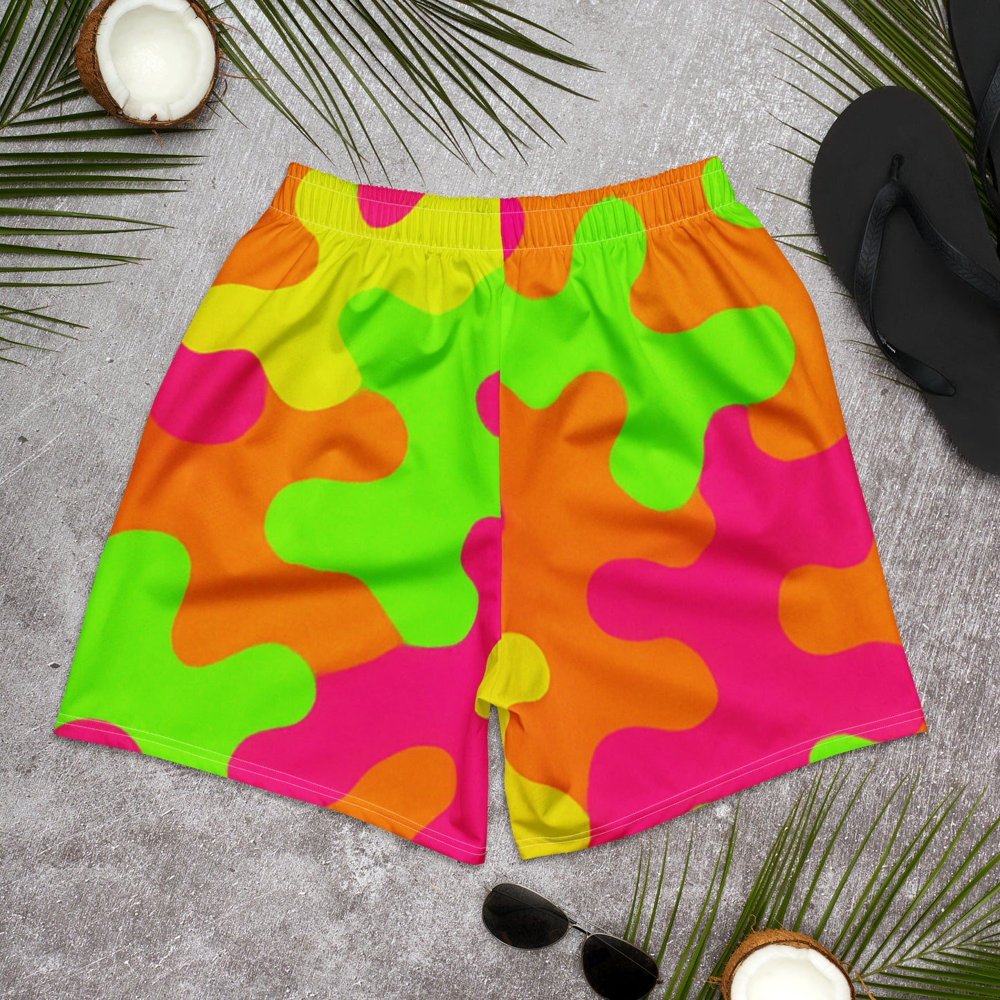 Neon Storm Camo All-Over Print Unisex Athletic Long Shorts