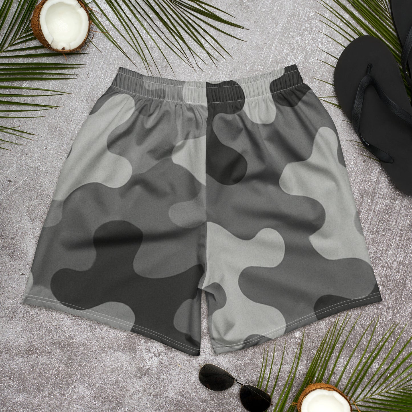 Gray Ash Camo All-Over Print Unisex Athletic Long Shorts