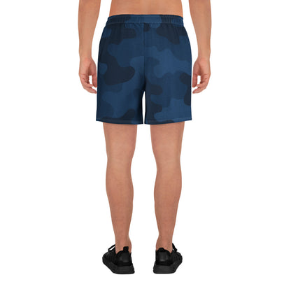 Navy Blue Camo All-Over Print Unisex Athletic Long Shorts