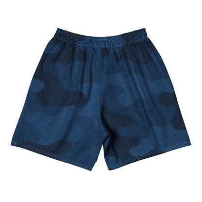 Navy Blue Camo All-Over Print Unisex Athletic Long Shorts