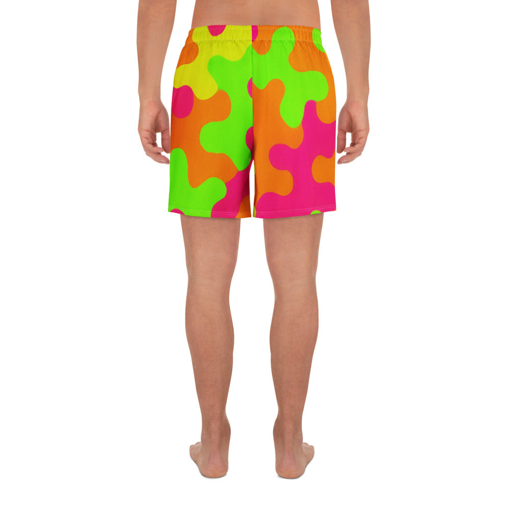 Neon Storm Camo All-Over Print Unisex Athletic Long Shorts