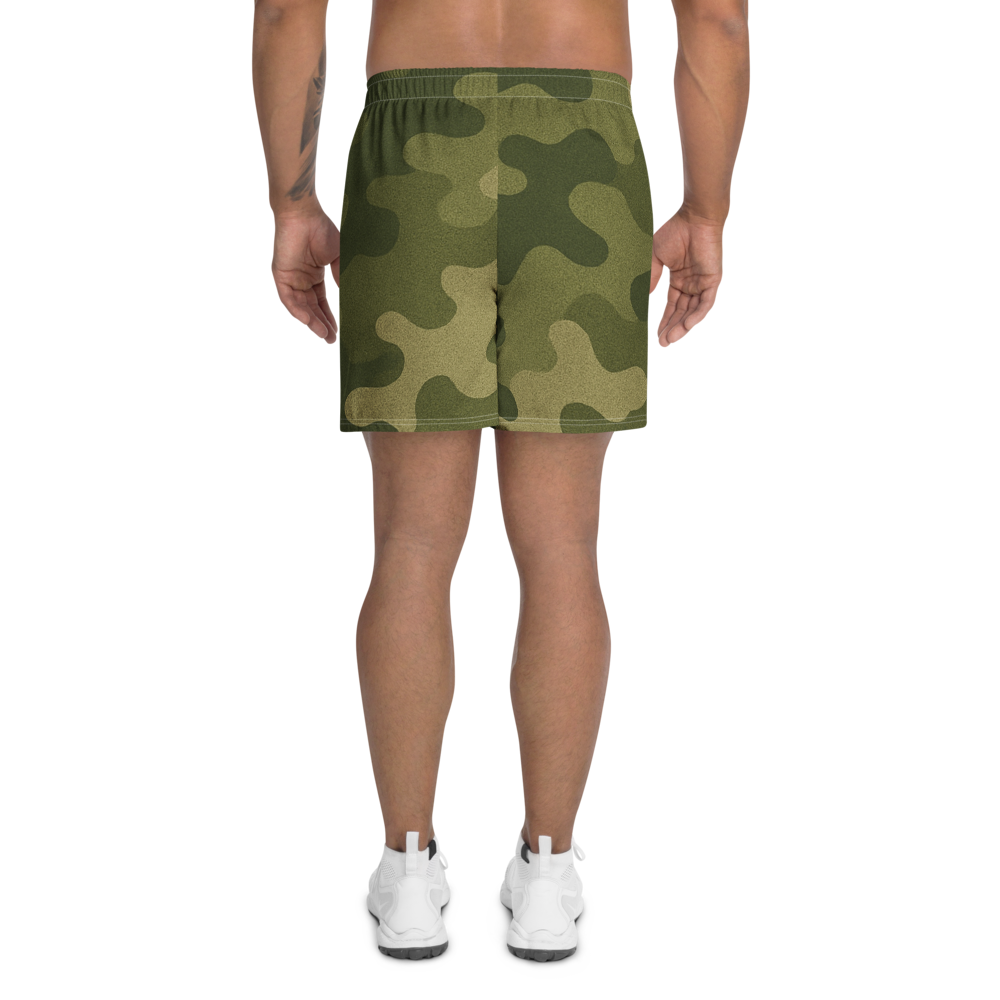 Olive Green Camo All-Over Print Unisex Athletic Long Shorts