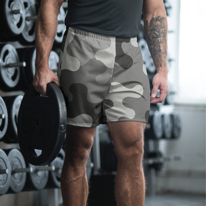 Gray Ash Camo All-Over Print Unisex Athletic Long Shorts