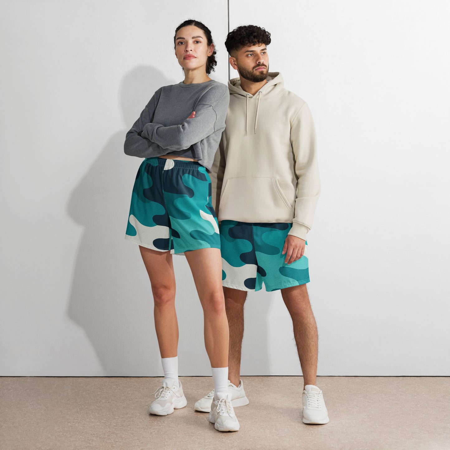 Aqua Shock Camo All-Over Print Unisex Athletic Long Shorts