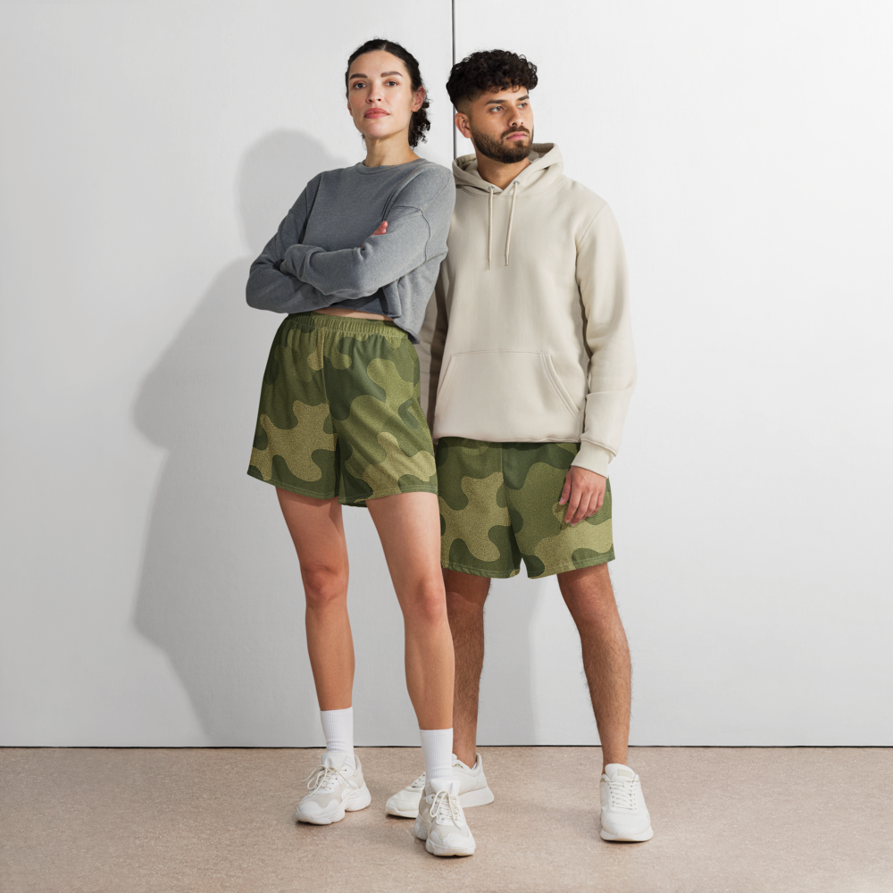 Olive Green Camo All-Over Print Unisex Athletic Long Shorts