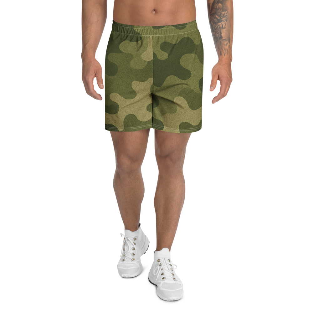 Olive Green Camo All-Over Print Unisex Athletic Long Shorts