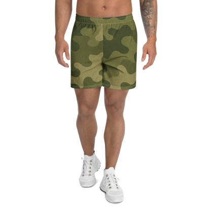 Olive Green Camo All-Over Print Unisex Athletic Long Shorts
