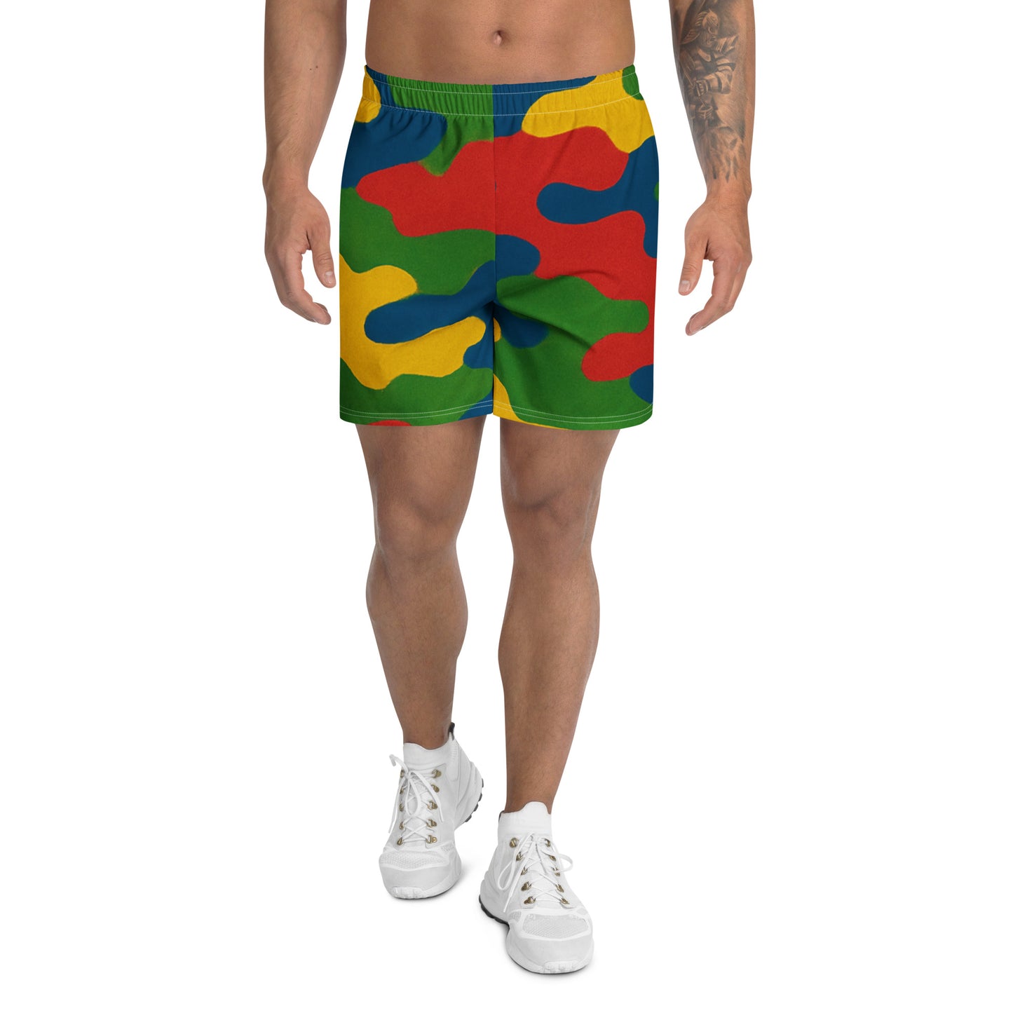 Elemental Color Camo All-Over Print Unisex Athletic Long Shorts