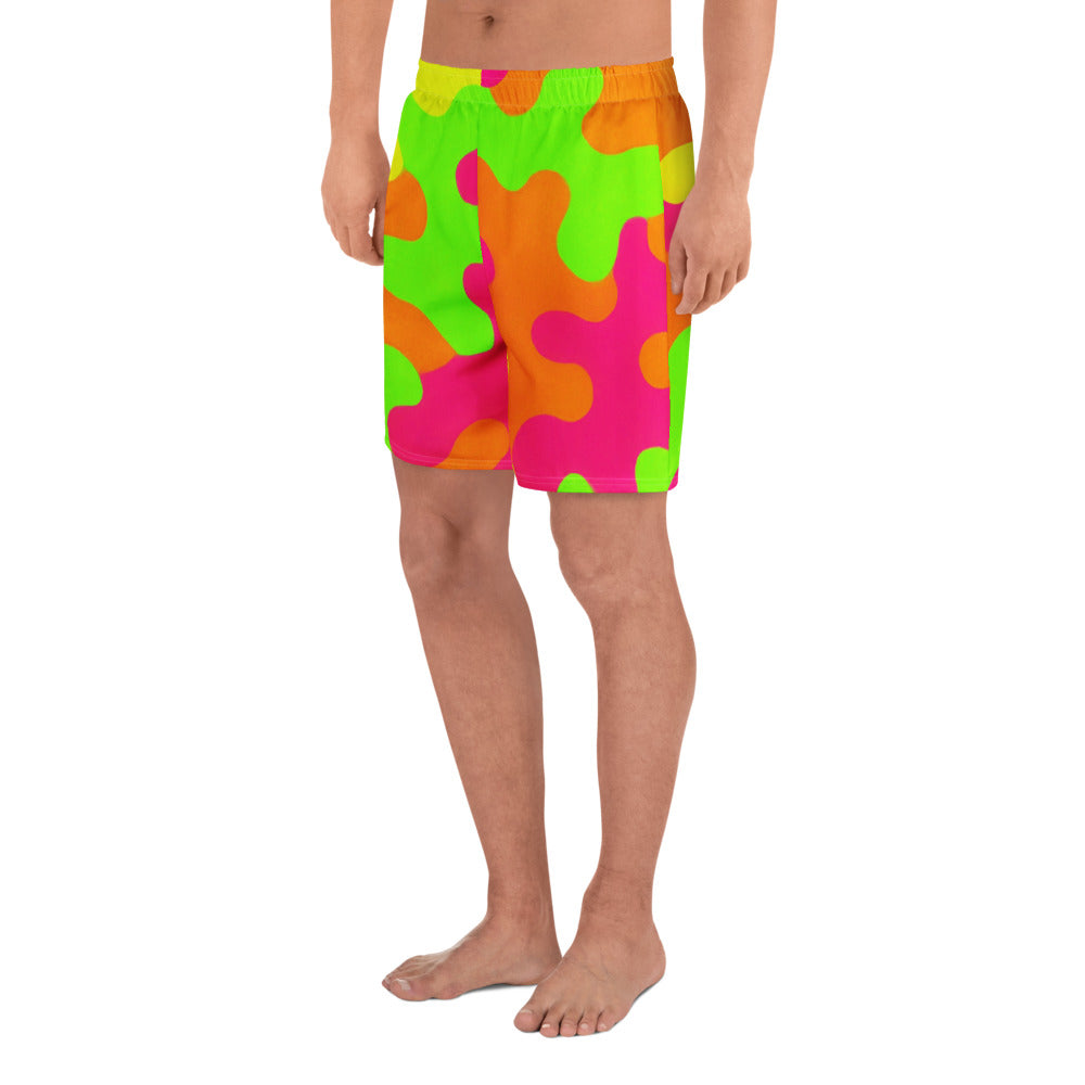 Neon Storm Camo All-Over Print Unisex Athletic Long Shorts