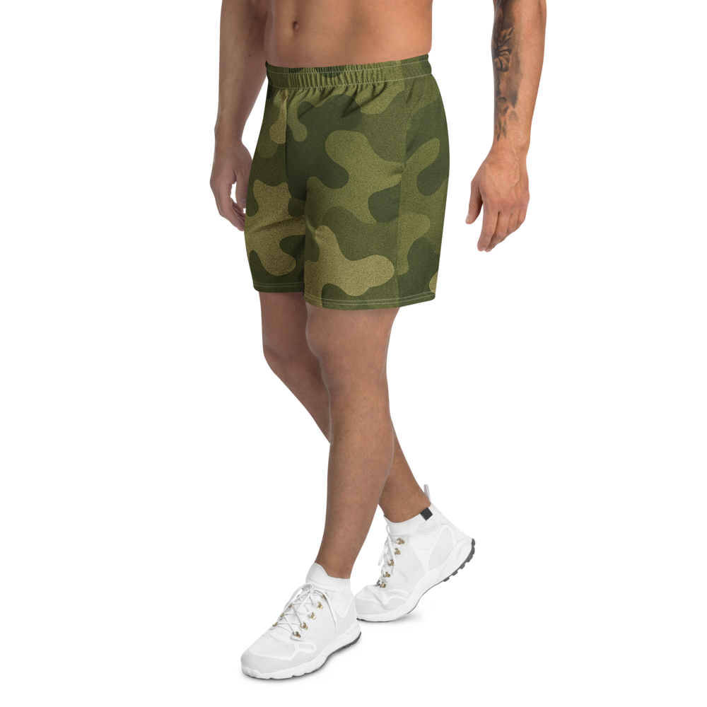Olive Green Camo All-Over Print Unisex Athletic Long Shorts