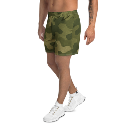 Olive Green Camo All-Over Print Unisex Athletic Long Shorts